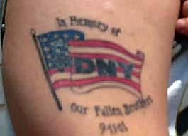 This is a pictures of Frank Pondillo's tattoo. He is retired from engine 207 . He retired for 4 years ago after serving 28 years.