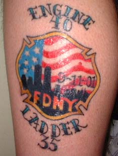 FF Ray Pfeifers tattoo paying tribute to the brothers lost on 9-11