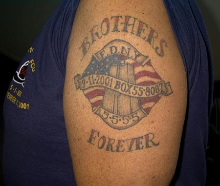 This is a pictures of Frank Pondillo's tattoo. He is retired from engine 207 . He retired for 4 years ago after serving 28 years.