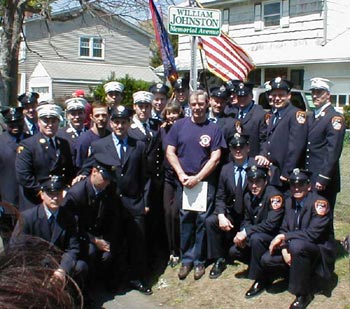 Firefighters ar William Johnson Memorial Avenue dedication