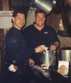 Firefighter William Lake in the kitchen
