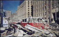 Ladder 118 under rubble at teh WTC